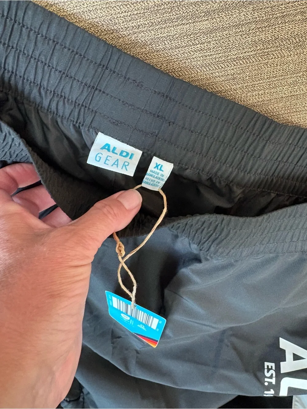 ALDI Men's Black Track Joggers with White Contrast Stripes